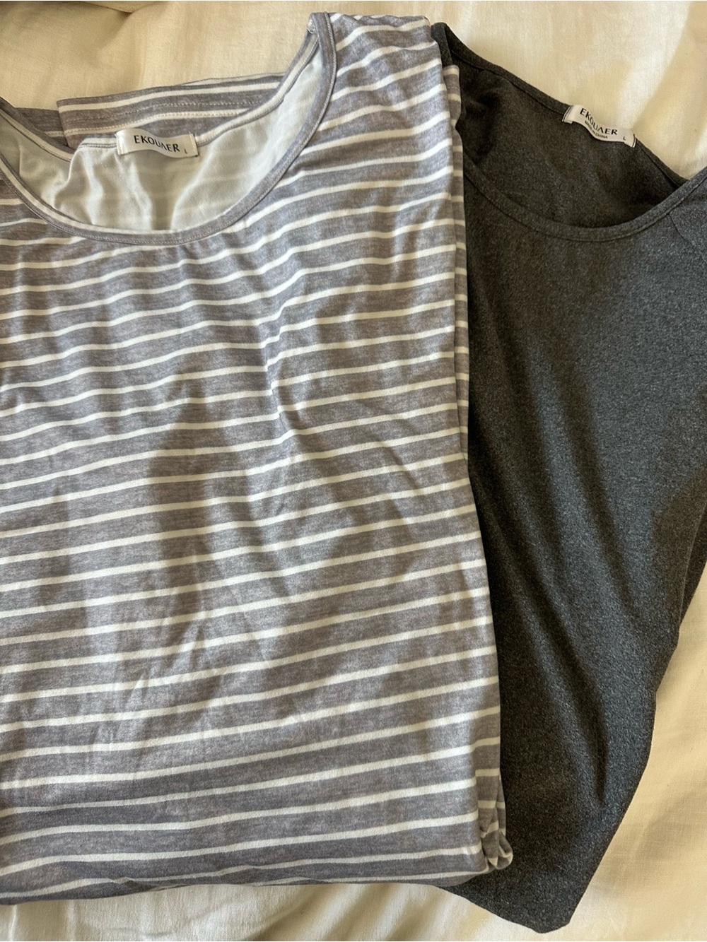 Amazon Women’s Gray Striped and Solid Charcoal Pajama Tops